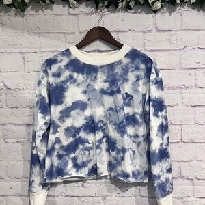 Gap Kids Print Crewneck Blue Tie Dye Sweatshirt Pullover Cotton Blend Size‎ XXL